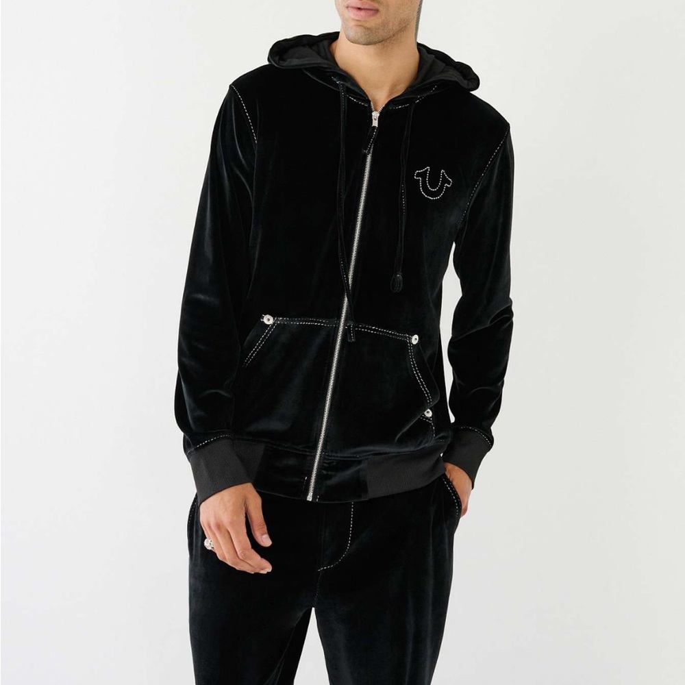 VELOUR BIG T ZIP HOODIE